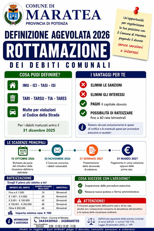 Definizione Agevolata dei Tributi Comunali: Aperti i termini per richiedere la comunicazione delle posizioni debitorie definibili